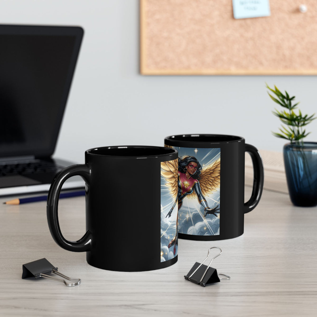 Aurora Ebony Superhero Black Mug (11oz, 15oz)
