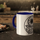 "White Sunflower" Colorful Mugs, 11oz