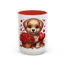 "Puppy and Roses" Accent Coffee Mug (11, 15oz)