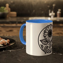 "White Sunflower" Colorful Mugs, 11oz