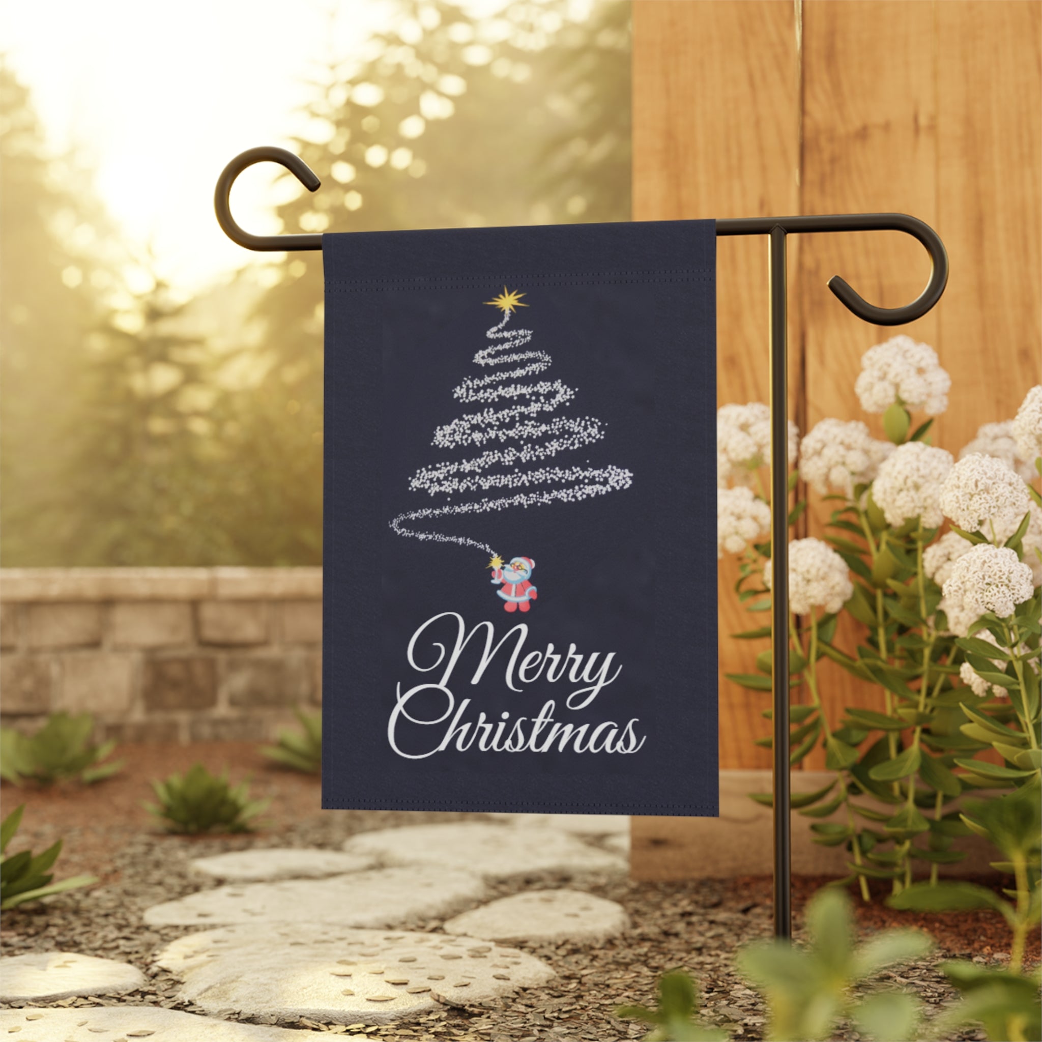 Fireworks Christmas Tree Pattern Garden & House Banner