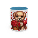 "Puppy and Roses" Accent Coffee Mug (11, 15oz)