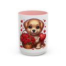 "Puppy and Roses" Accent Coffee Mug (11, 15oz)