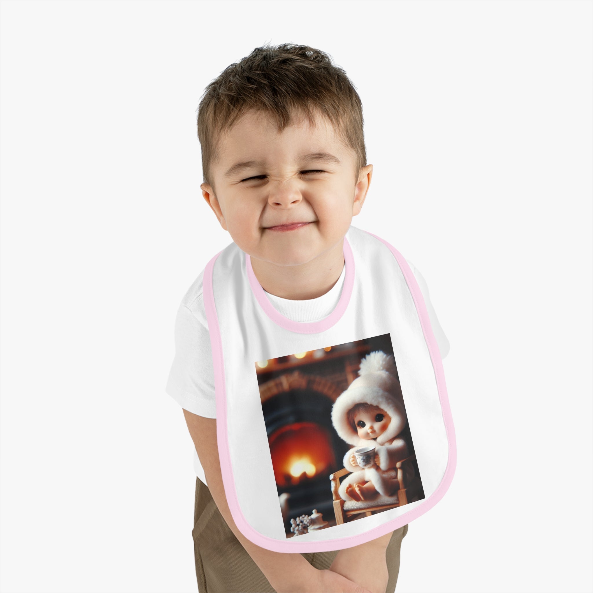"Cozy Fire" Baby Contrast Trim Jersey Bib