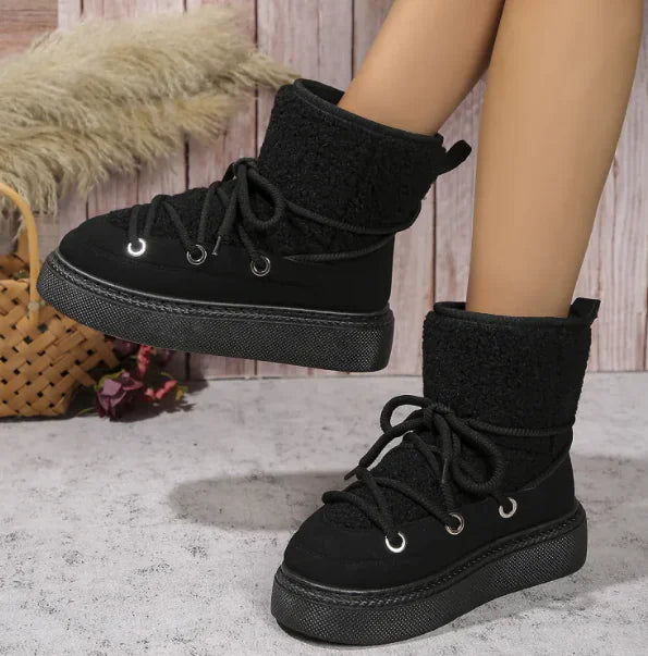 Cozy Fashion Lace-up Snow Boots