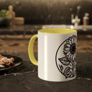 "White Sunflower" Colorful Mugs, 11oz