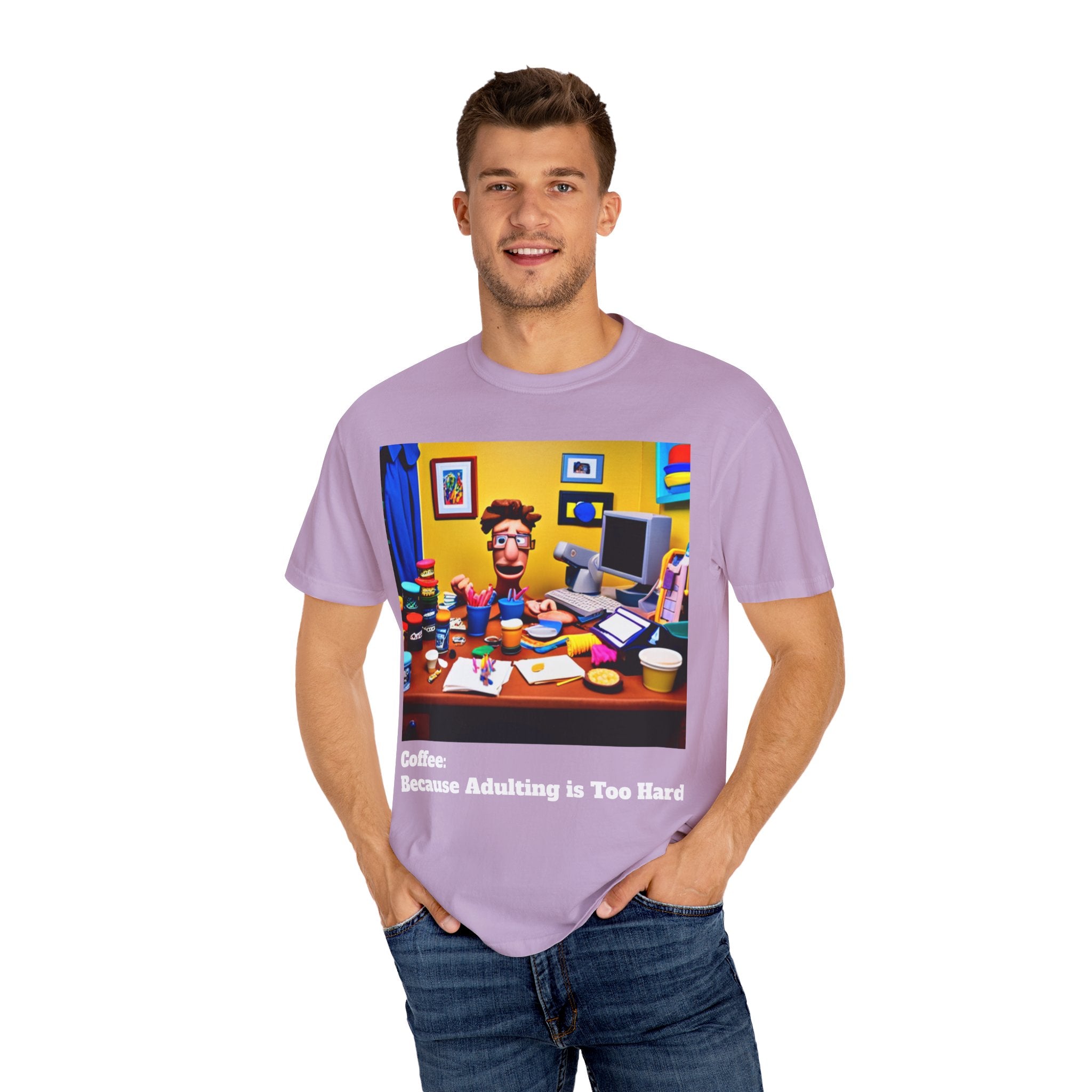 Unisex "Coffee: Because Adulting is Too Hard" Garment-Dyed T-shirt