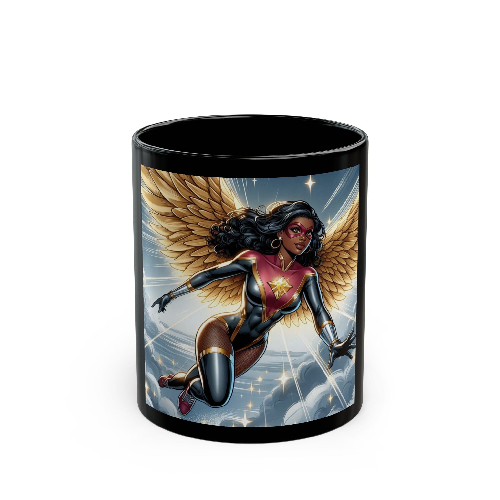 Aurora Ebony Superhero Black Mug (11oz, 15oz)