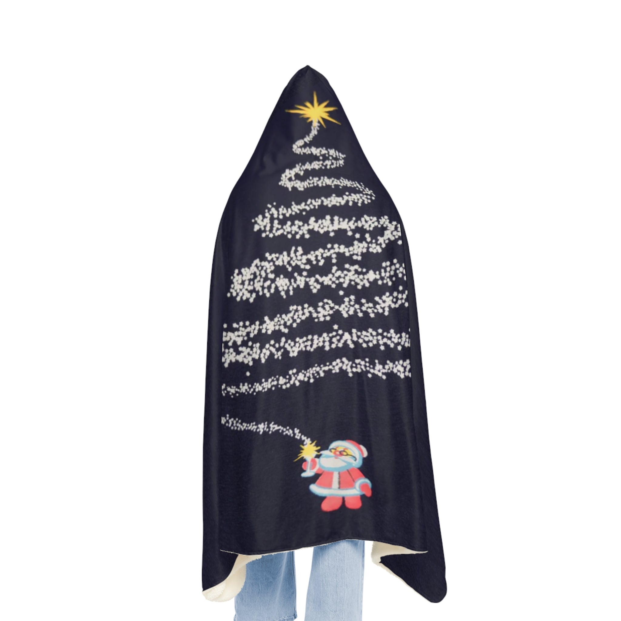 Fireworks Christmas Tree Pattern Hooded Snuggle Blanket
