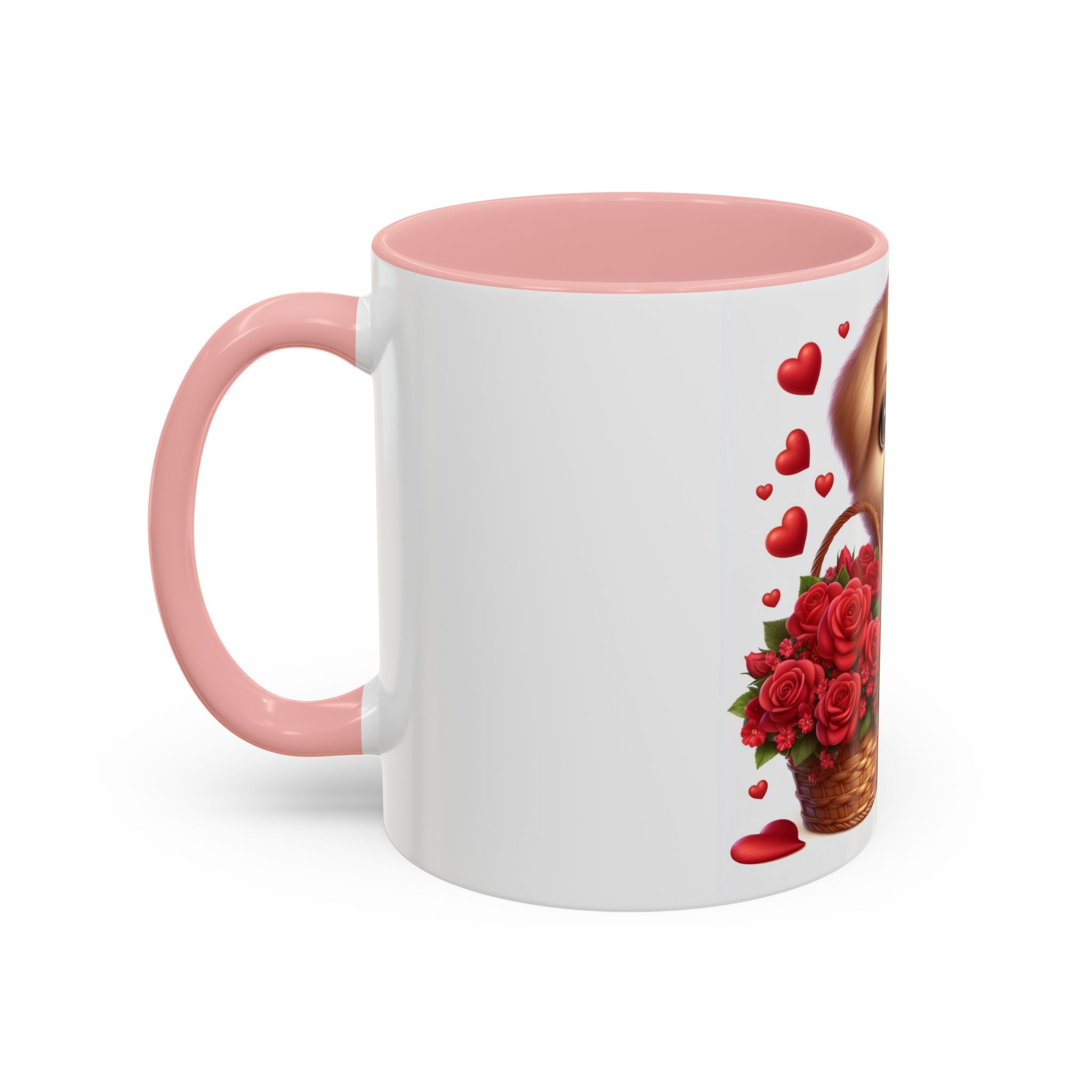 "Puppy and Roses" Accent Coffee Mug (11, 15oz)