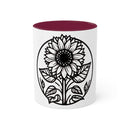 "White Sunflower" Colorful Mugs, 11oz