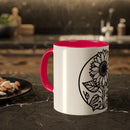 "White Sunflower" Colorful Mugs, 11oz