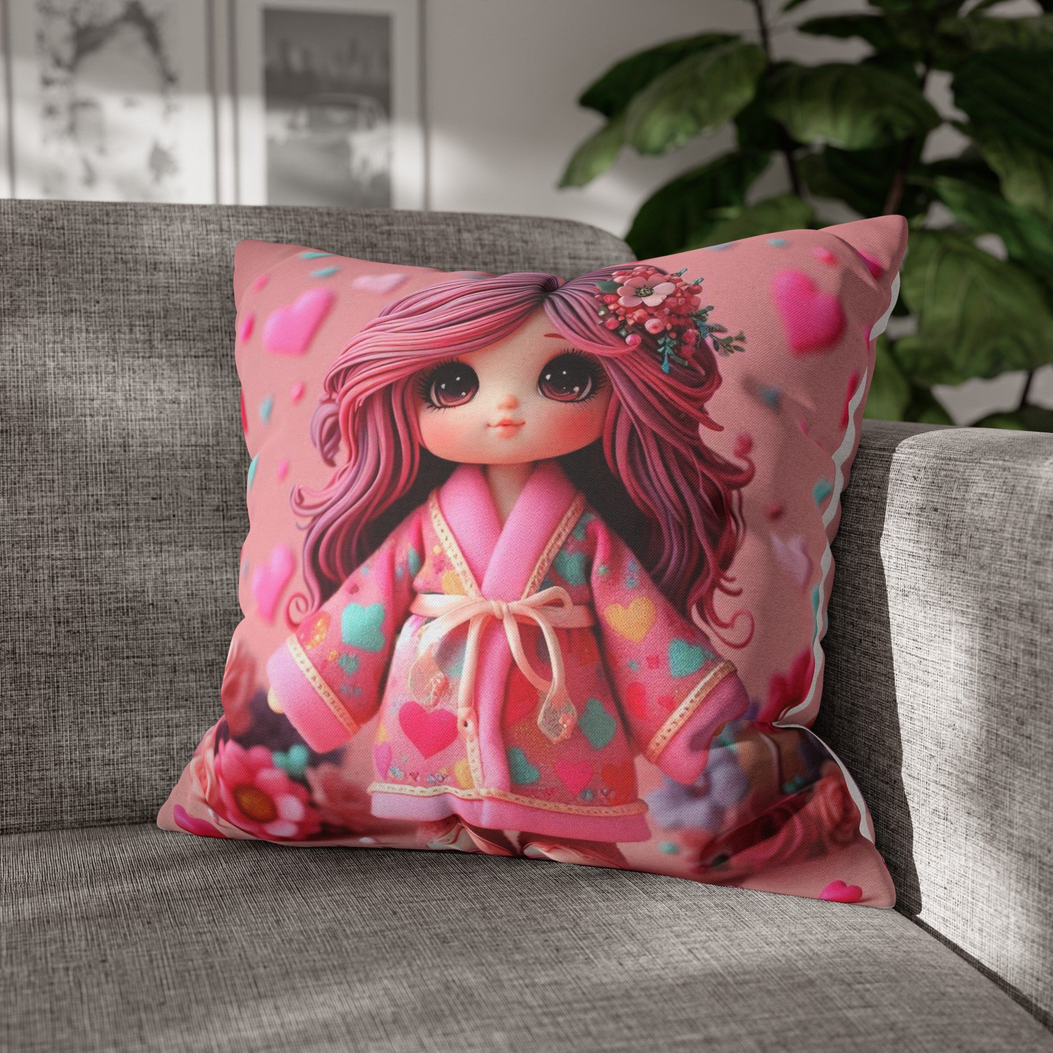 Spun Polyester Square Pillowcase