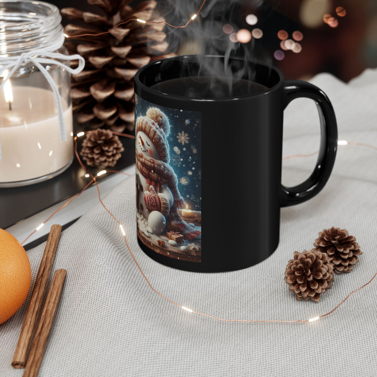Snowman Black Mug (11oz, 15oz)