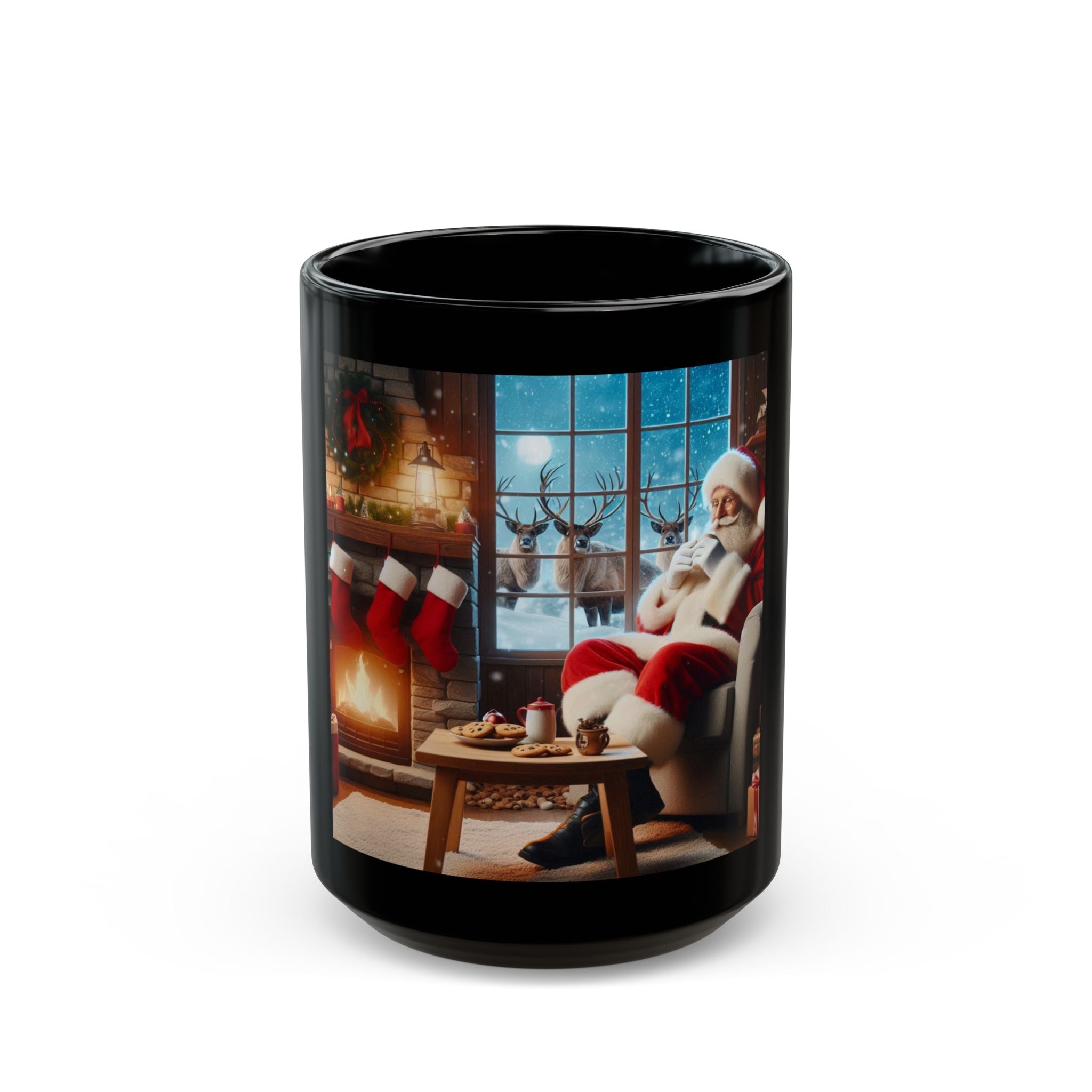 "Relaxed Santa" Black Mug