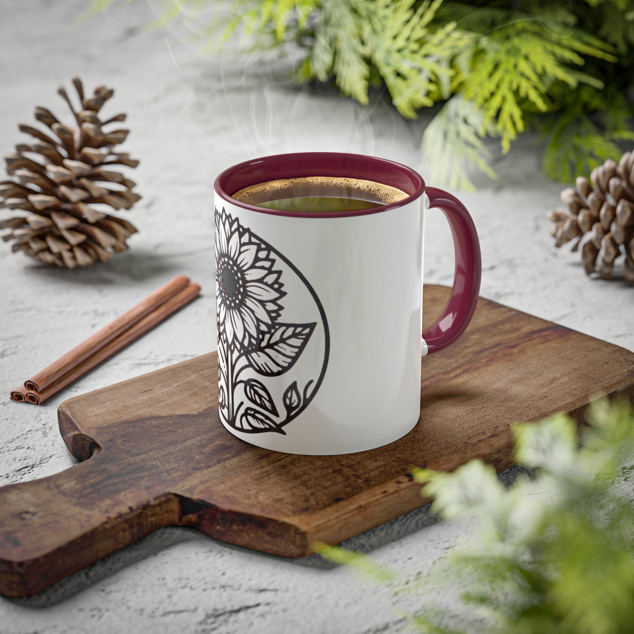 "White Sunflower" Colorful Mugs, 11oz