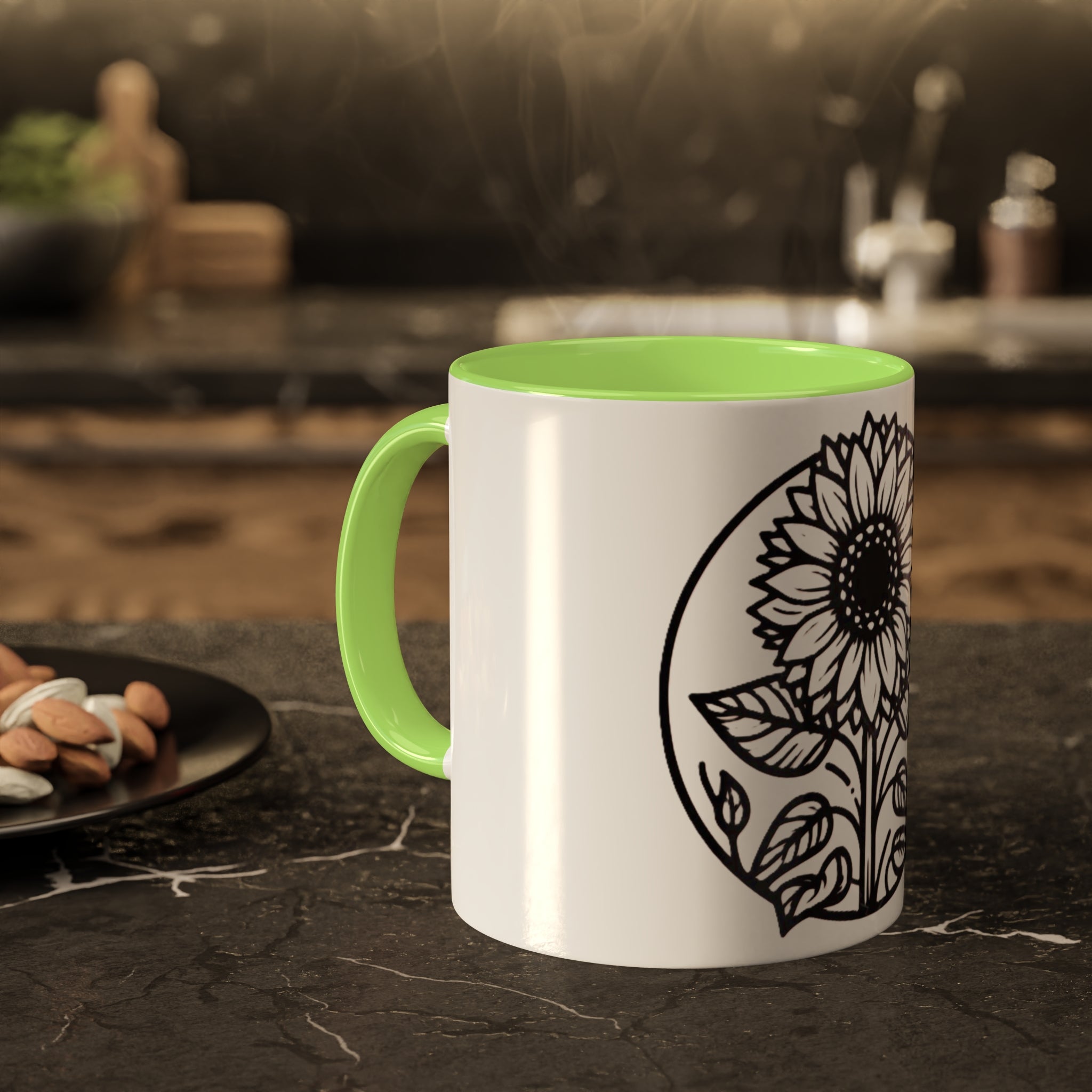 "White Sunflower" Colorful Mugs, 11oz