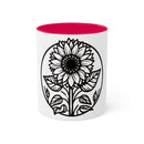"White Sunflower" Colorful Mugs, 11oz