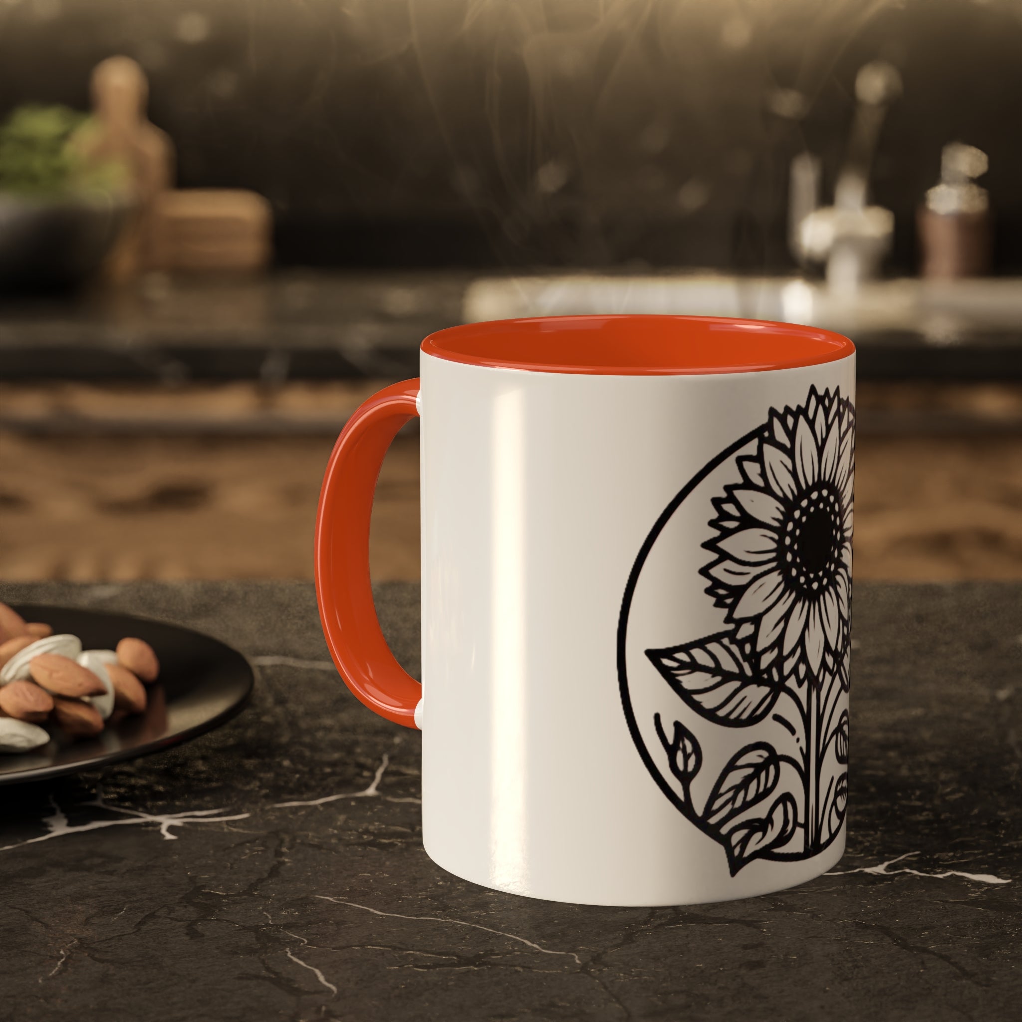 "White Sunflower" Colorful Mugs, 11oz