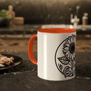 "White Sunflower" Colorful Mugs, 11oz