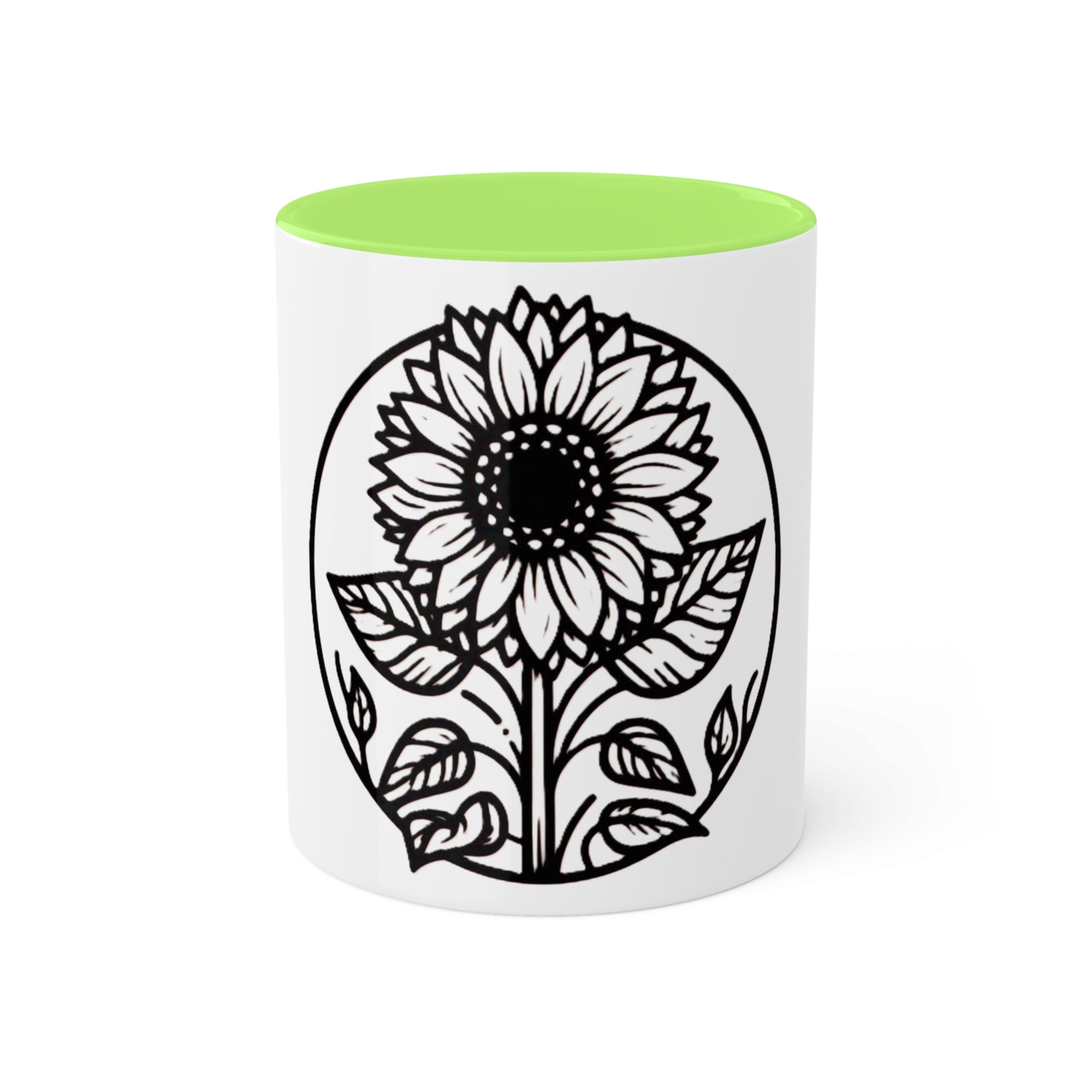 "White Sunflower" Colorful Mugs, 11oz