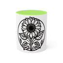 "White Sunflower" Colorful Mugs, 11oz
