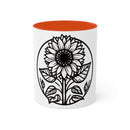 "White Sunflower" Colorful Mugs, 11oz