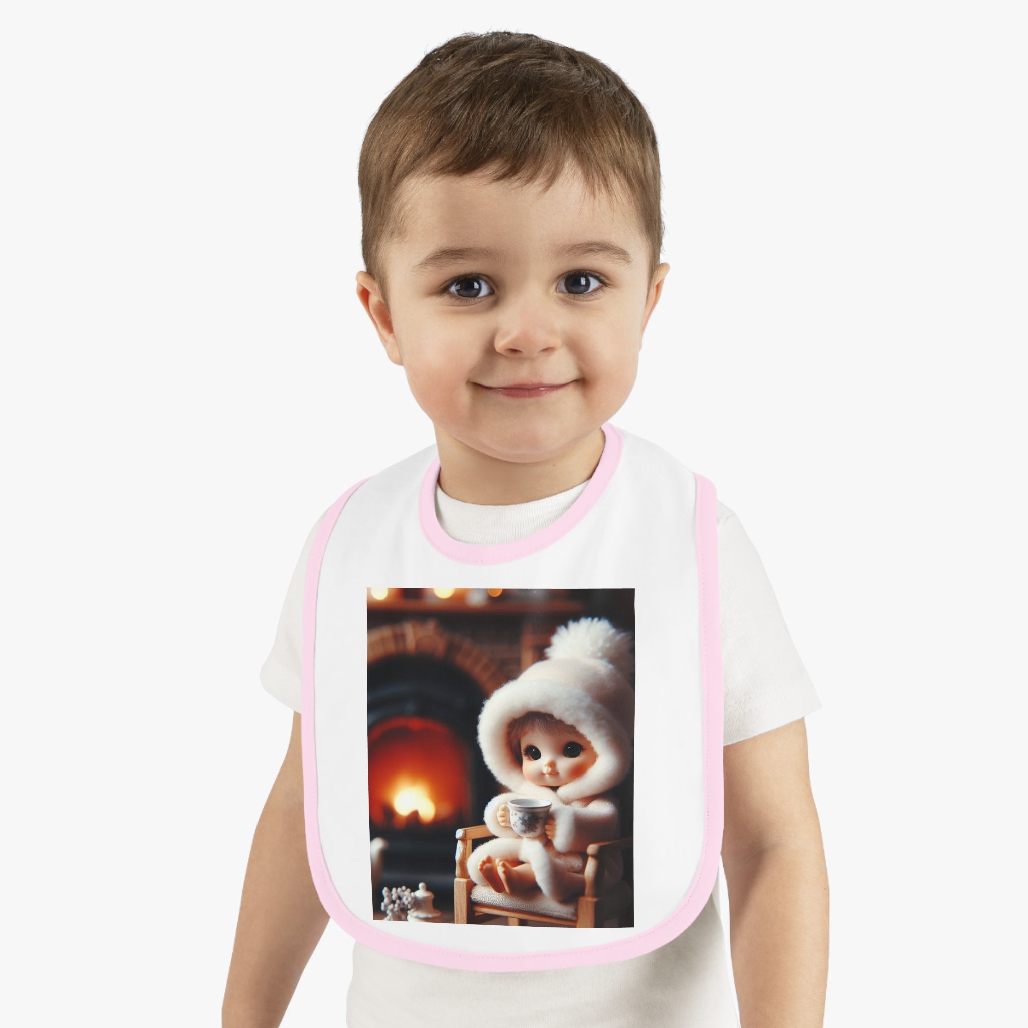 "Cozy Fire" Baby Contrast Trim Jersey Bib