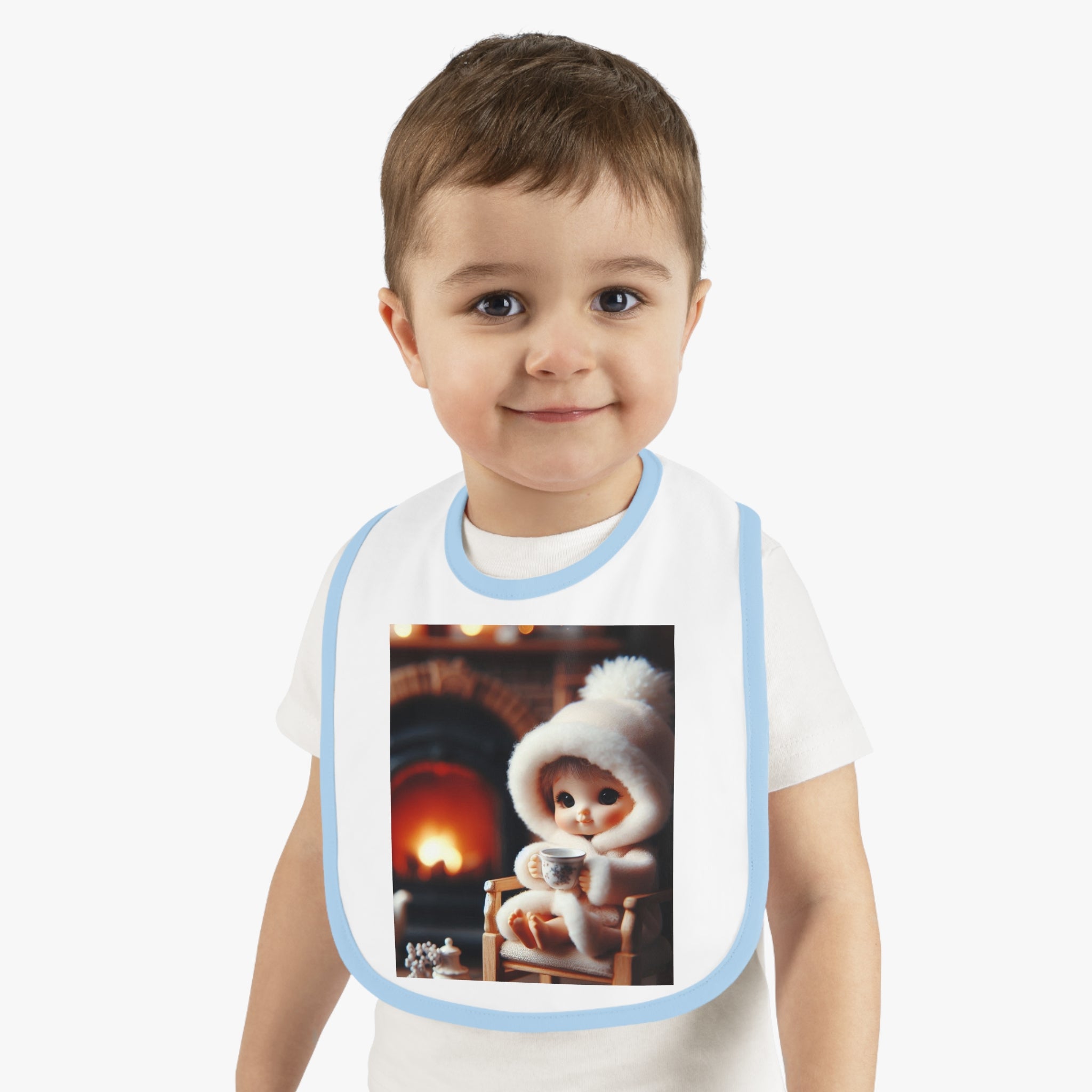 "Cozy Fire" Baby Contrast Trim Jersey Bib