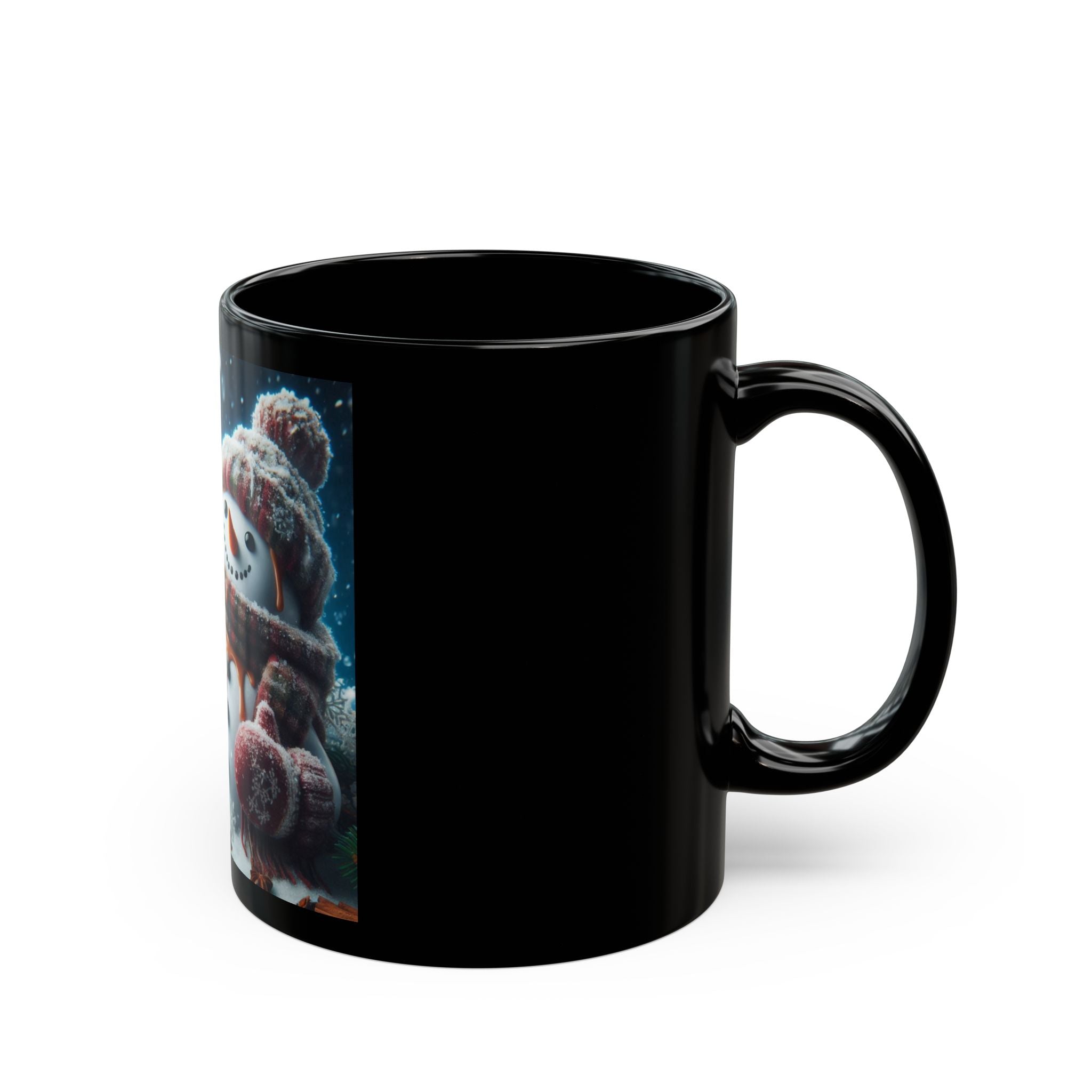 Snowman Black Mug