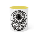 "White Sunflower" Colorful Mugs, 11oz