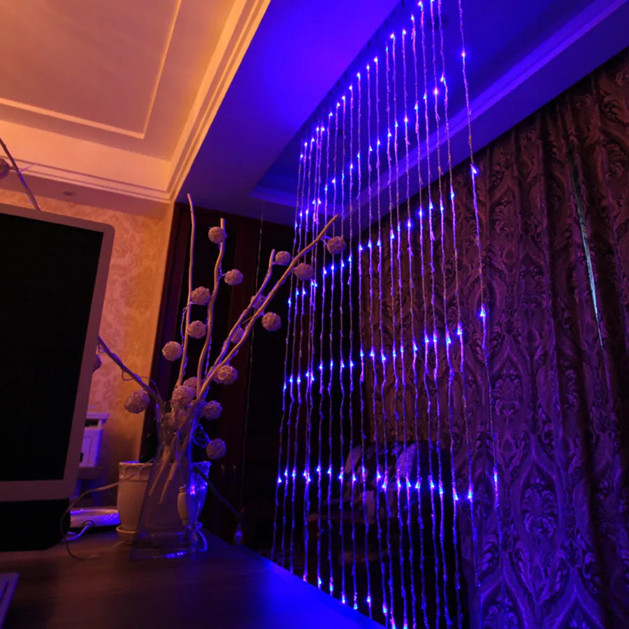 LED Meteor Shower Rain Waterfall Curtain Lights