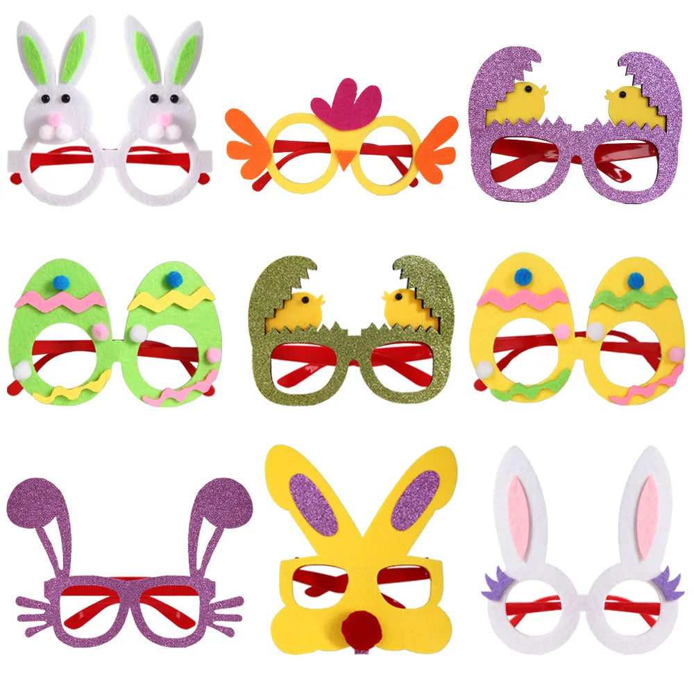 Easter Funny Glasses Props – Kids’ Cartoon Bunny & Eggshell Eyeglass Frames, Non‑Woven Fabric Easter Party Decorations & Gifts