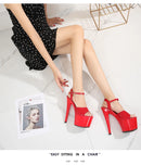 Women’s Modern Platform High Heels – 17cm Thin Heel Pole Dance Sandals, Sexy Mixed‑Color Summer Party & Wedding Shoes (Size 35–43)