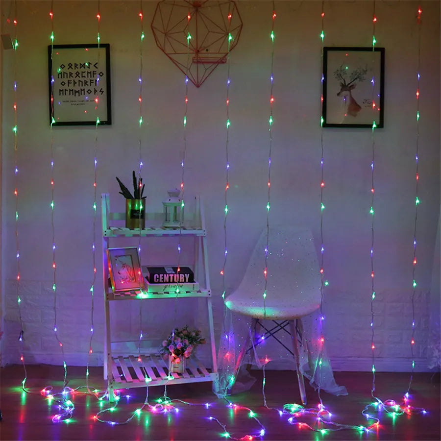 LED Meteor Shower Rain Waterfall Curtain Lights