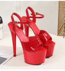 Women’s Modern Platform High Heels – 17cm Thin Heel Pole Dance Sandals, Sexy Mixed‑Color Summer Party & Wedding Shoes (Size 35–43)