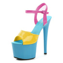 Women’s Modern Platform High Heels – 17cm Thin Heel Pole Dance Sandals, Sexy Mixed‑Color Summer Party & Wedding Shoes (Size 35–43)