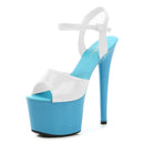 Women’s Modern Platform High Heels – 17cm Thin Heel Pole Dance Sandals, Sexy Mixed‑Color Summer Party & Wedding Shoes (Size 35–43)