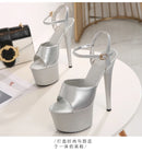 Women’s Modern Platform High Heels – 17cm Thin Heel Pole Dance Sandals, Sexy Mixed‑Color Summer Party & Wedding Shoes (Size 35–43)