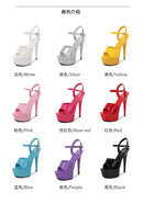 Women’s Modern Platform High Heels – 17cm Thin Heel Pole Dance Sandals, Sexy Mixed‑Color Summer Party & Wedding Shoes (Size 35–43)