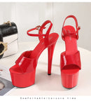 Women’s Modern Platform High Heels – 17cm Thin Heel Pole Dance Sandals, Sexy Mixed‑Color Summer Party & Wedding Shoes (Size 35–43)