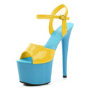 Women’s Modern Platform High Heels – 17cm Thin Heel Pole Dance Sandals, Sexy Mixed‑Color Summer Party & Wedding Shoes (Size 35–43)