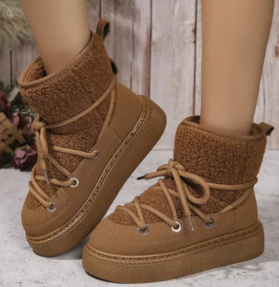 Cozy Fashion Lace-up Snow Boots