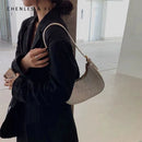 Leather Canvas Underarm Bag