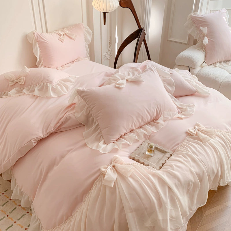 Bows Fairy Milk Powder Chiffon Sweetheart Sheets