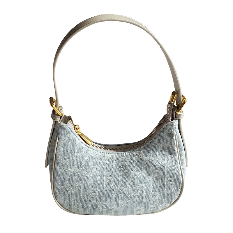 Leather Canvas Underarm Bag
