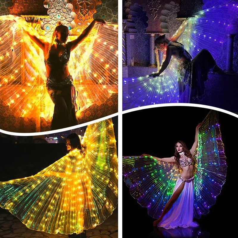 RGB IC LED Belly Dance Wings | Smart Remote Control Butterfly Costume | DIY Color Performance Props for Adults