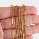5‑Piece Stainless Steel Chain Necklace Set – Bead, Rope, Cuban, Paperclip & Snake Link Chains for Women, 18K Gold & Steel DIY Jewelry