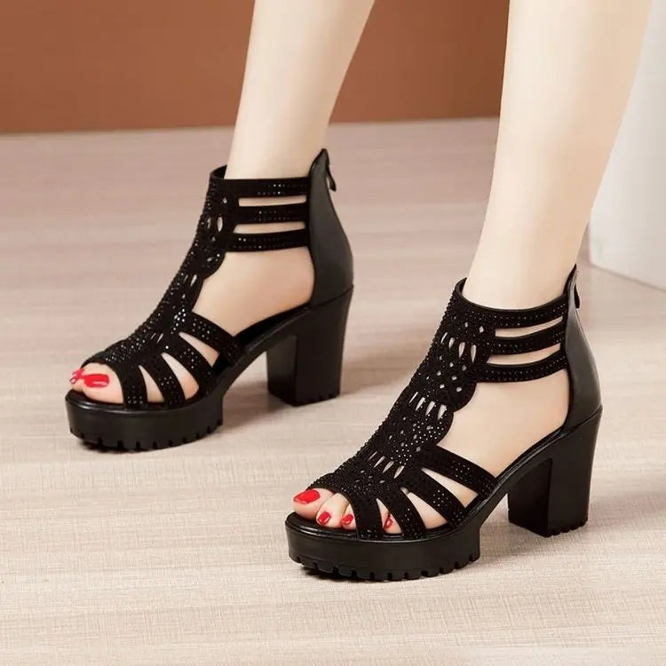 New Women's Fish Mouth Shoes Wedges Hollow Out  Anti slip Sandals Ladies Casual Low Heel Sandals Fashion open toe Mujer Footwear
