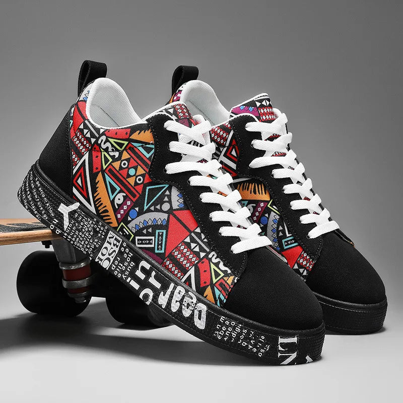 Mens Casual Sport Shoes 2025 Autumn Fashion Comfort Non Slip Casual Sneakers Platform Outdoor Running Shoes Graffiti Board Shoes